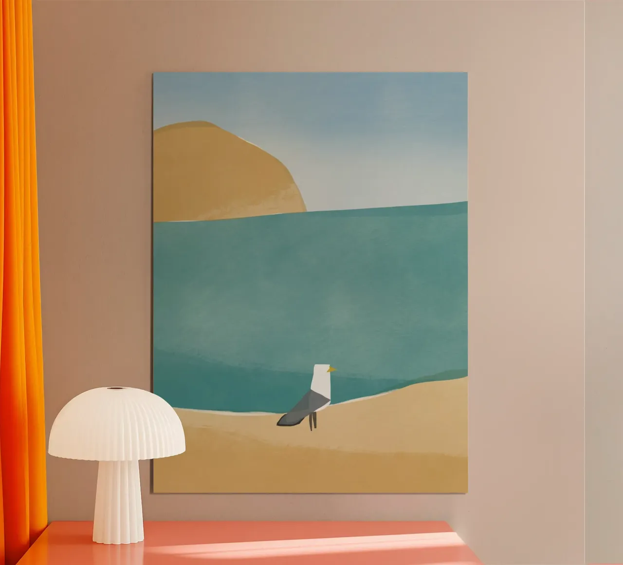 Zeemeeuw openhartig poster met kunststof frame van Little Dean