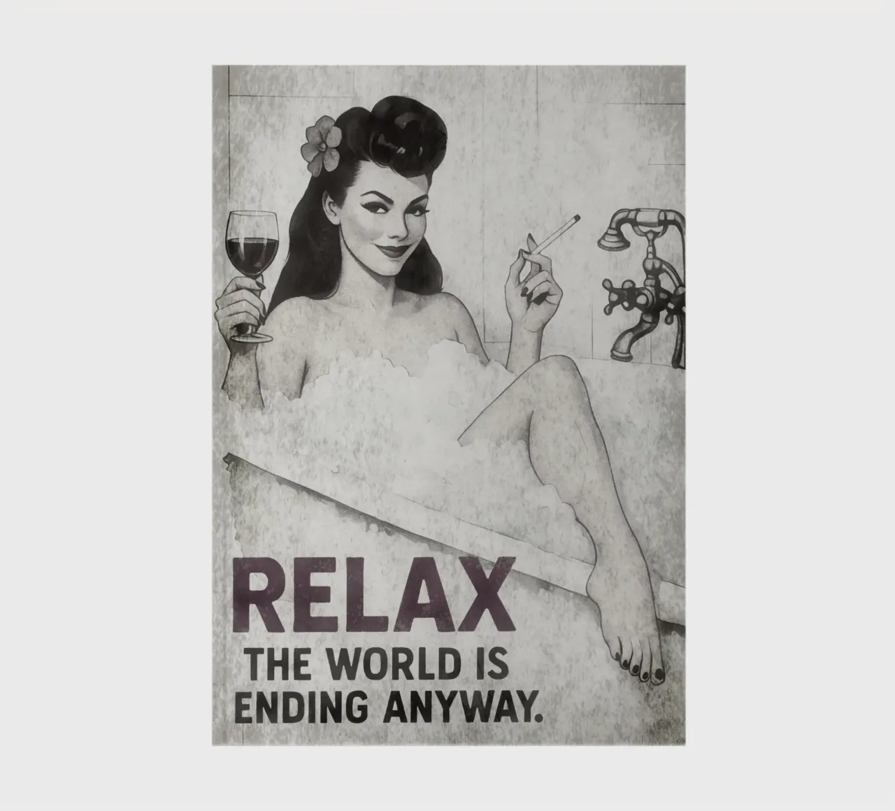 Relax, Pinup Girl Pop Art with Nihilistic Sarcasm notebook by Hecate Pim Designs