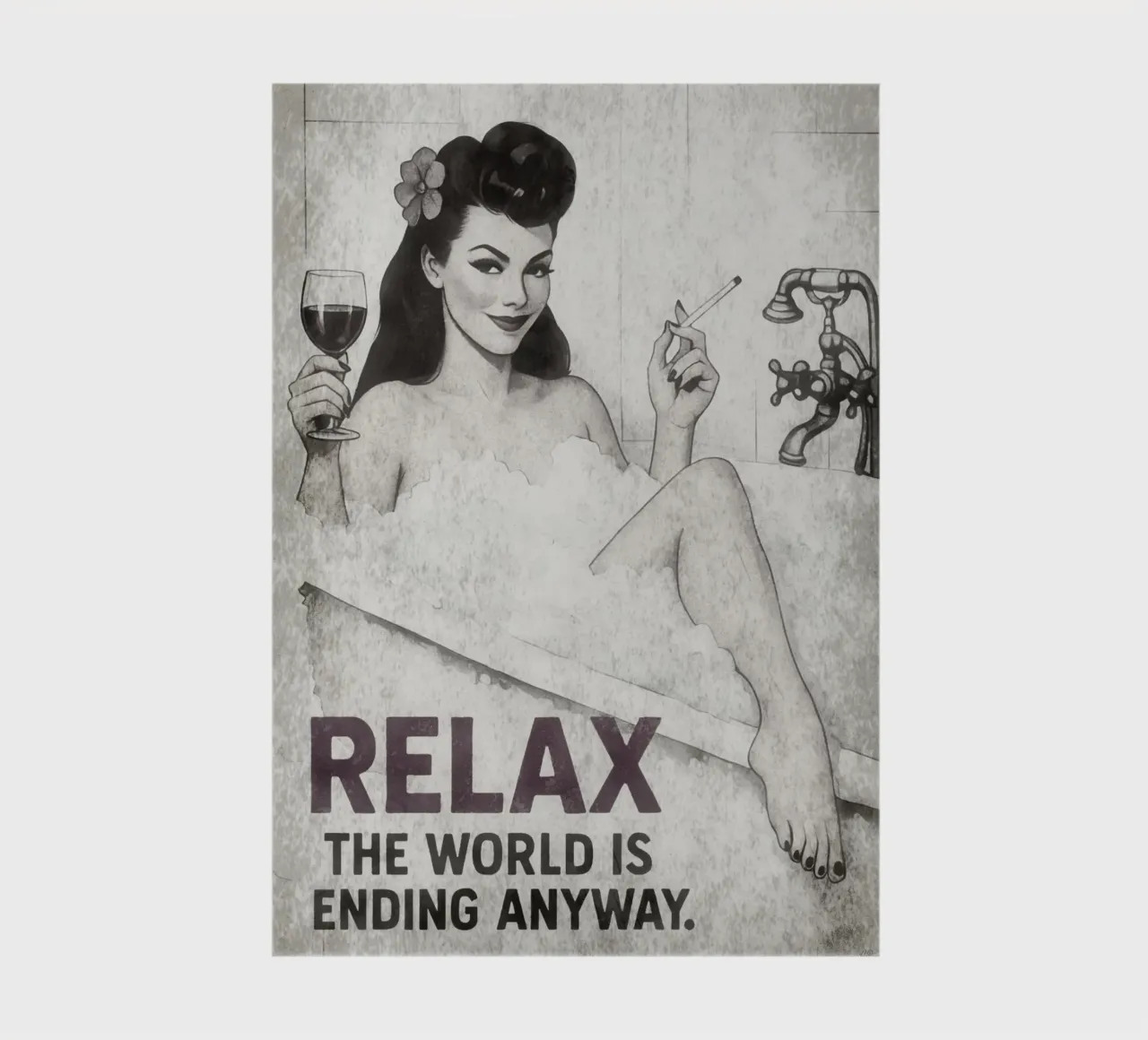 Relax, Pinup Girl Pop Art with Nihilistic Sarcasm notebook by Hecate Pim Designs