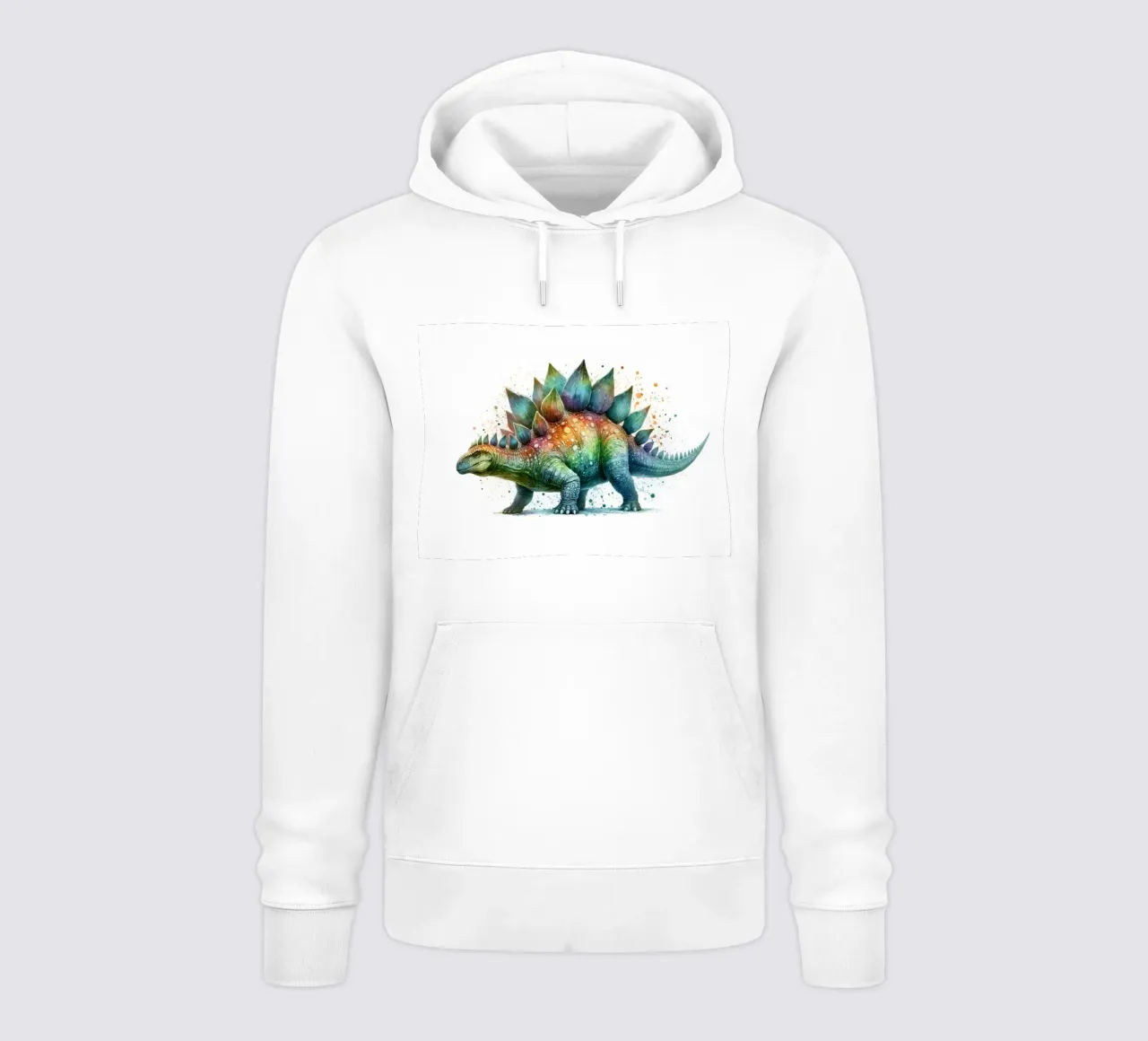 Kleurrijke aquarelillustratie van Stegosaurus hoodie van 🥝 KIWI STORE