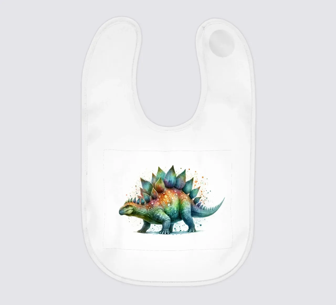 Colorful Stegosaurus Watercolor Illustration baby bib by 🥝 KIWI STORE