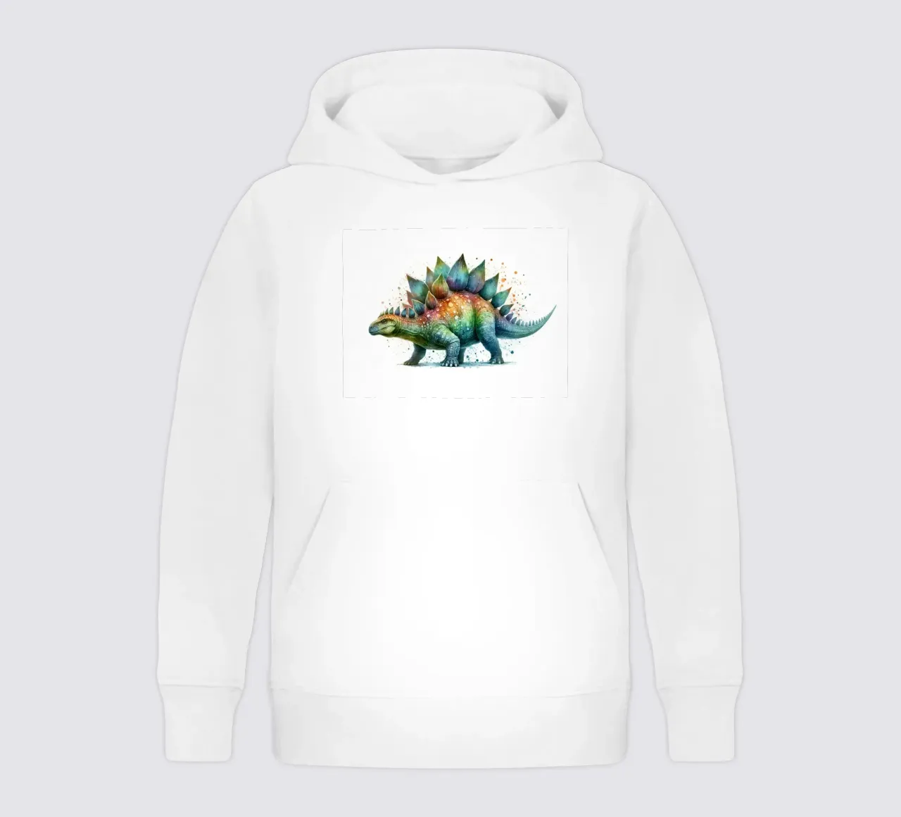 Kleurrijke aquarelillustratie van Stegosaurus kinder hoodie van 🥝 KIWI STORE