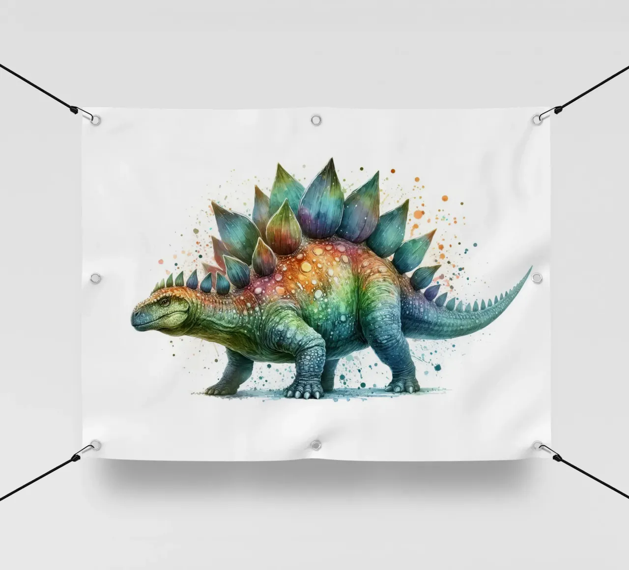 Stegosauro colorato illustrazione ad acquerello telo in pvc da 🥝 KIWI STORE