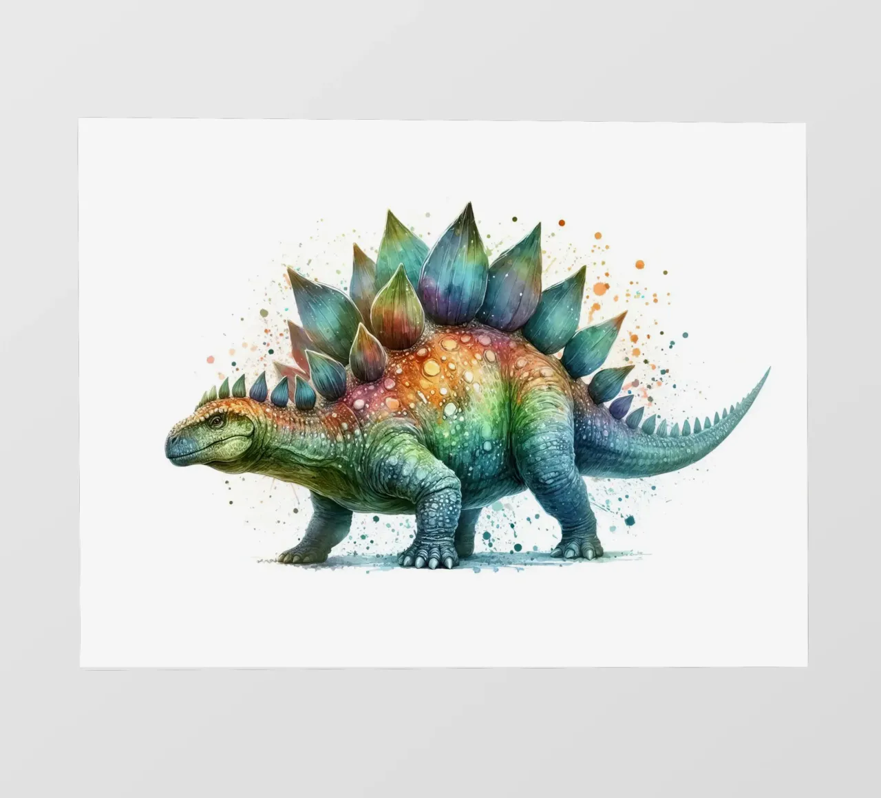 Stegosauro colorato illustrazione ad acquerello telo in pvc da 🥝 KIWI STORE