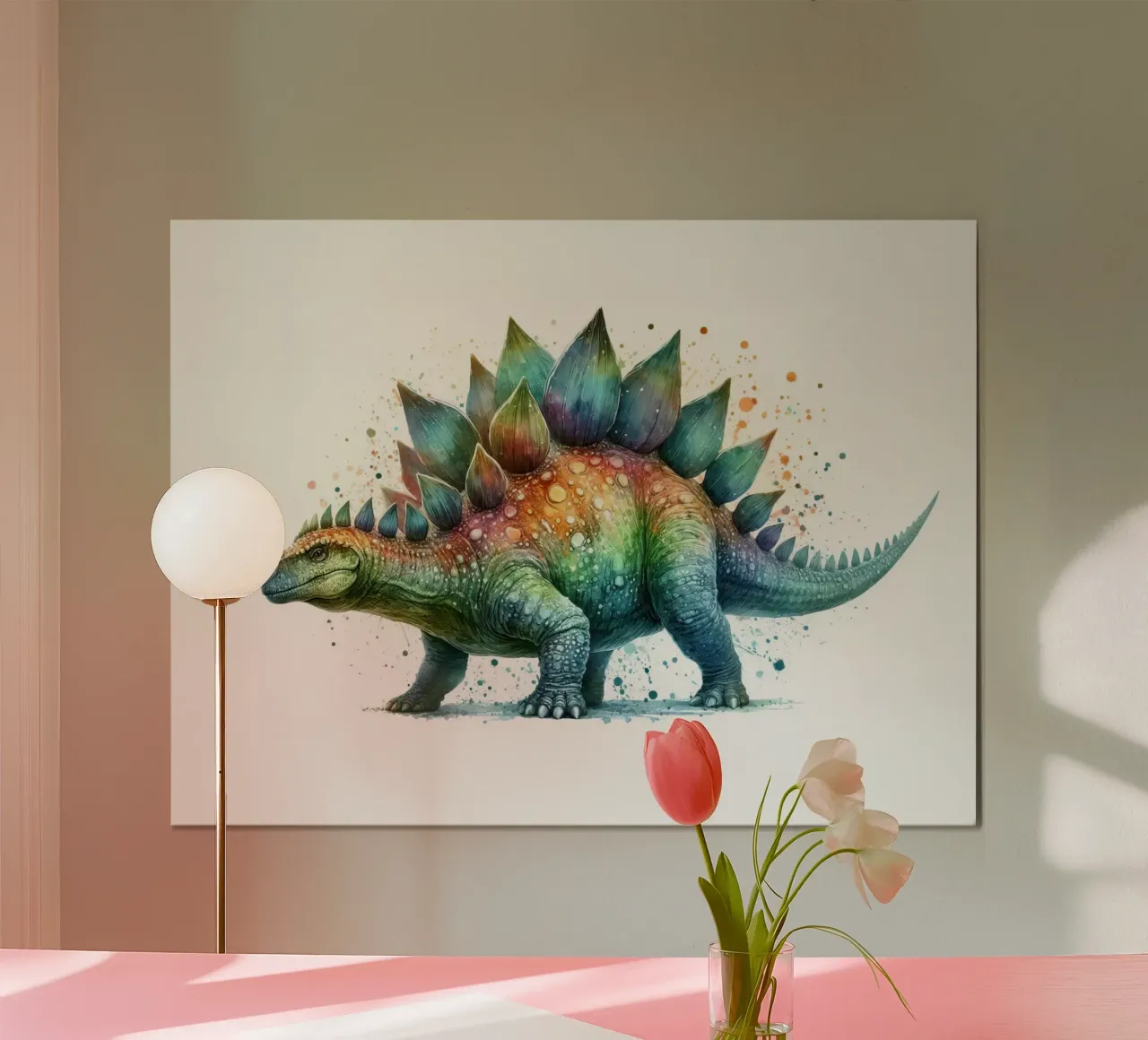 Colorful Stegosaurus Watercolor Illustration poster by 🥝 KIWI STORE