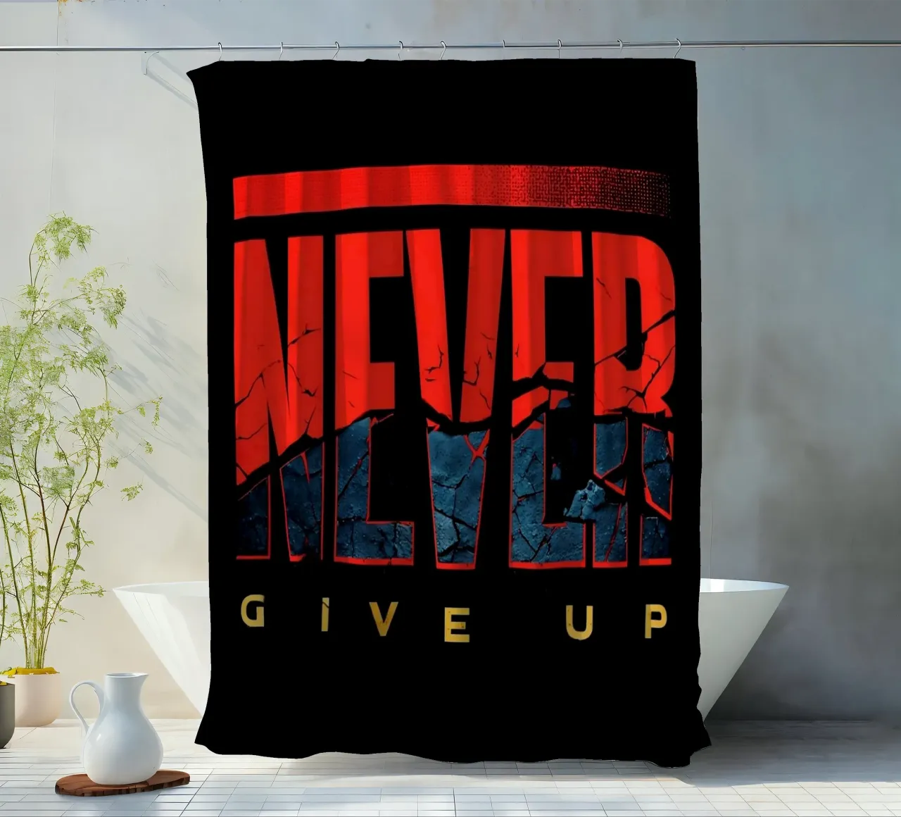 Spirito resiliente "Non arrenderti mai" Terra spaccata | Potenziamento tenda da doccia da inspirational quote