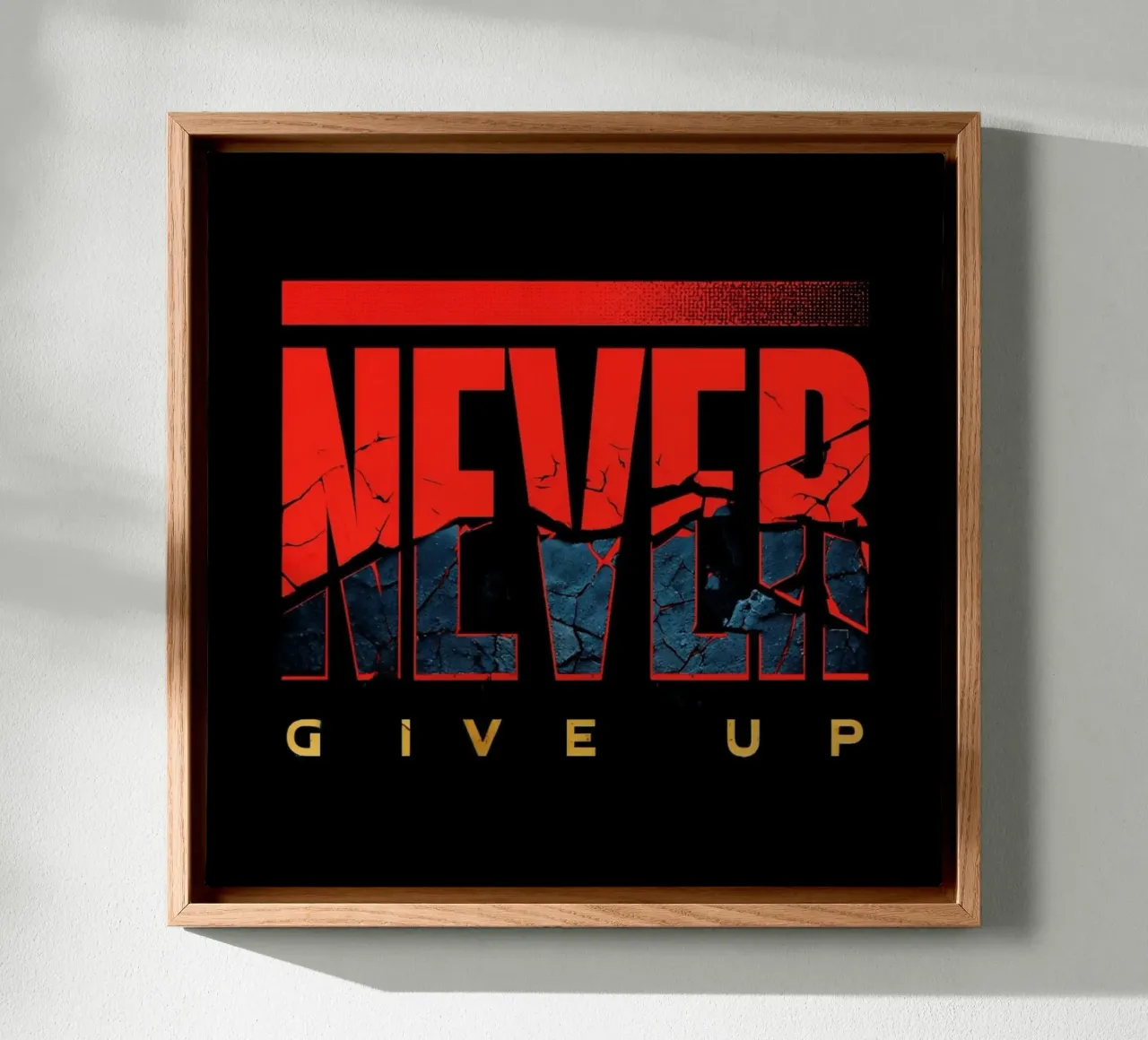 Veerkrachtige geest "Geef nooit op" Gebarsten aarde | Versterkend canvas met Baklijst van inspirational quote