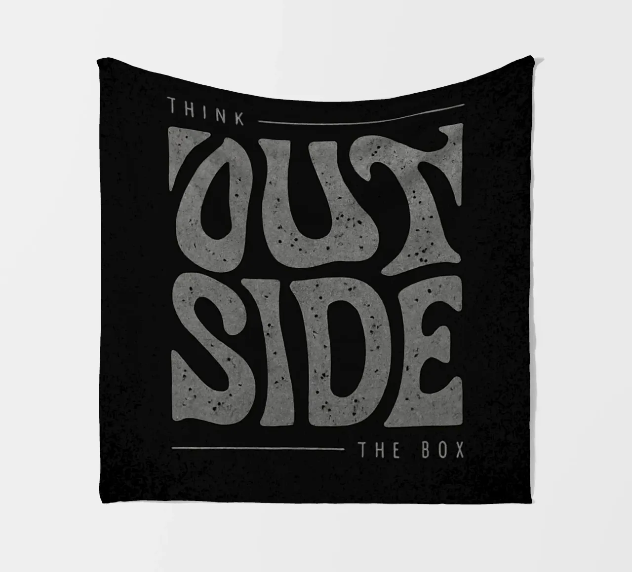 "Think Outside The Box" Motivational Typography Art Print fleece blanket by inspirational quote