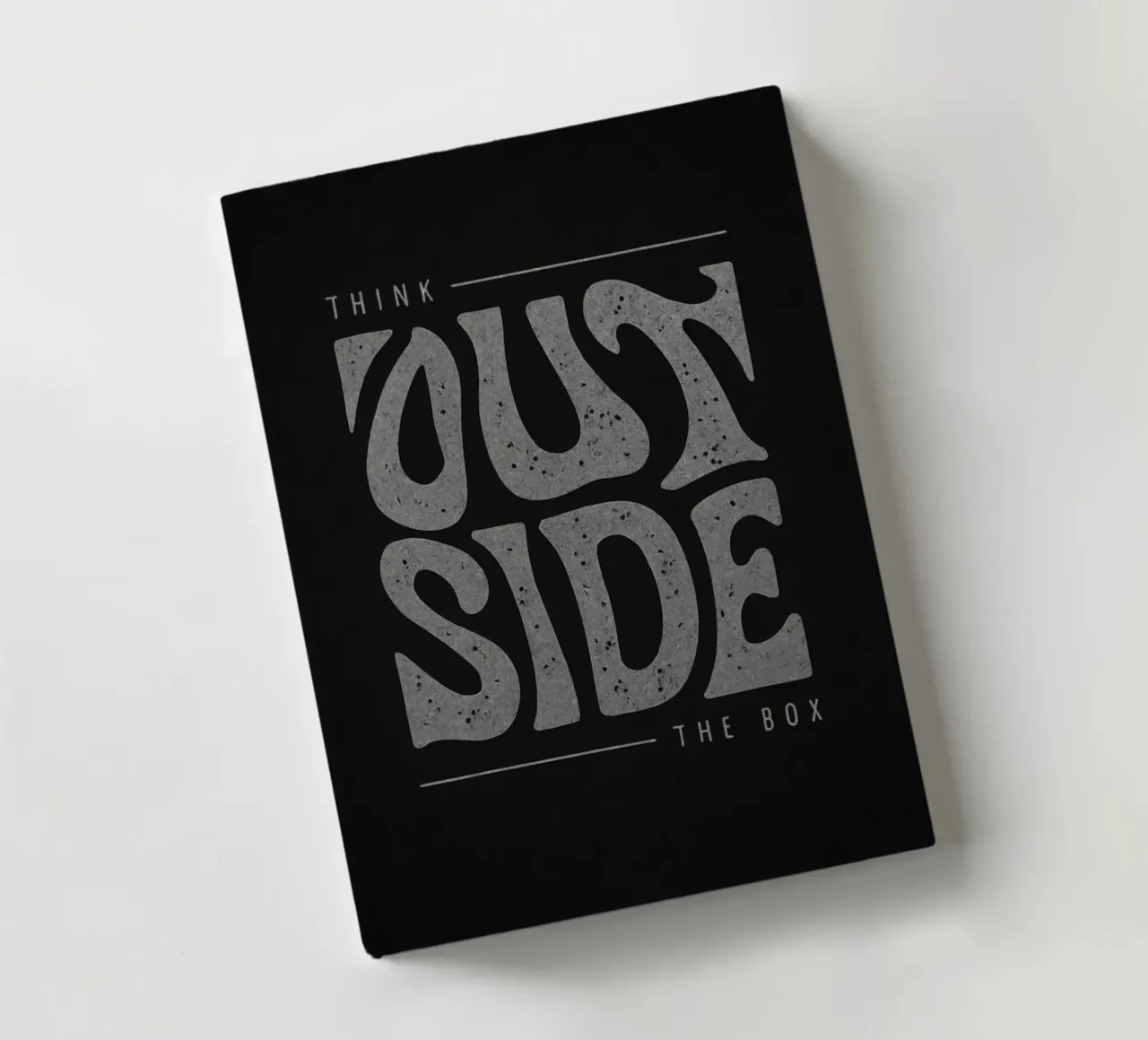 "Think Outside The Box" Motivational Typography Art Print notebook by inspirational quote