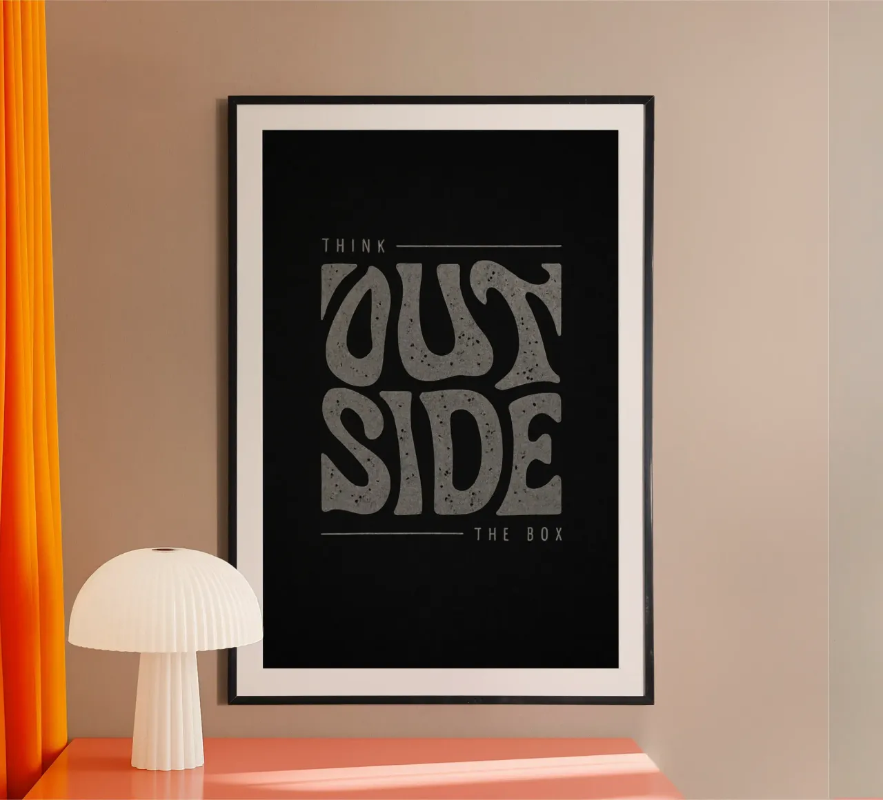 "Think Outside The Box" Motivational Typography Art Print poster by inspirational quote