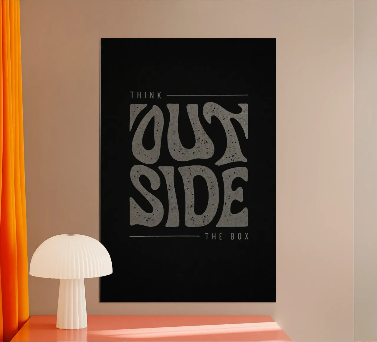 "Think Outside The Box" Motivational Typography Art Print poster by inspirational quote