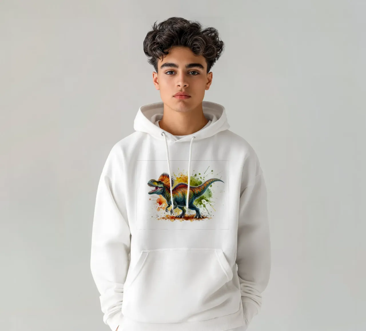 Dilophosaurus Pittura ad acquerello felpa con cappuccio da 🥝 KIWI STORE