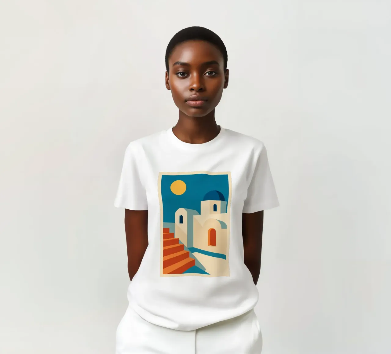 Cicladi - Sole blu e scale ocra t-shirt da JETLAG | affiches voyage