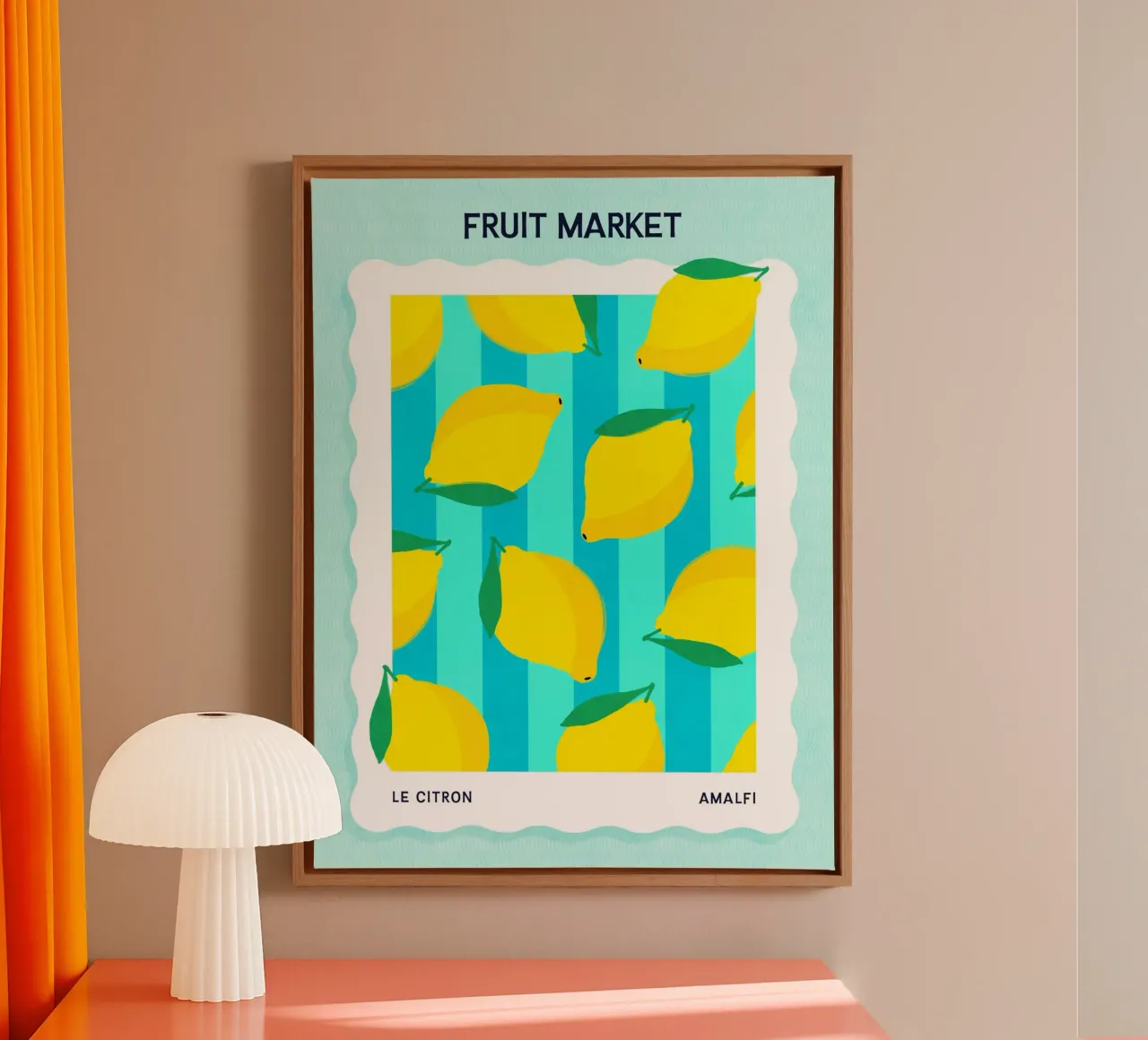 Limone - Poster per il mercato della frutta tela con Cornice a cassetta da Dominique Vari