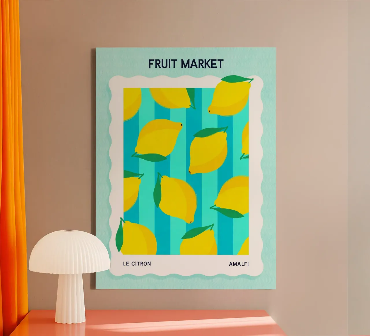 Limone - Poster per il mercato della frutta tela con Cornice a cassetta da Dominique Vari