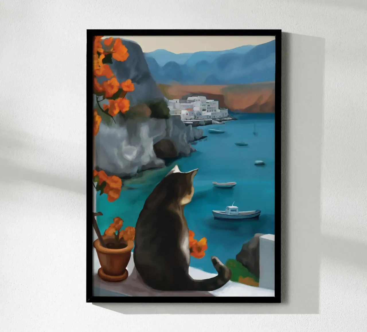 De mediterrane droom van een kat poster van Verse