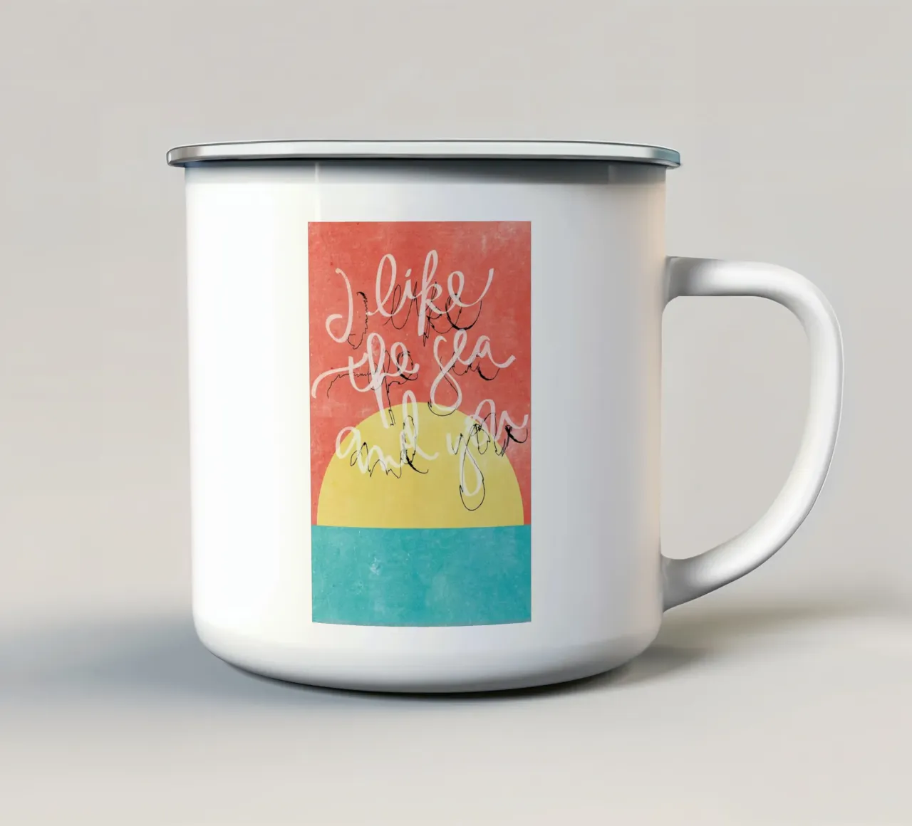 I Like The Sea + You tazza in smalto da Kristen Polsinelli