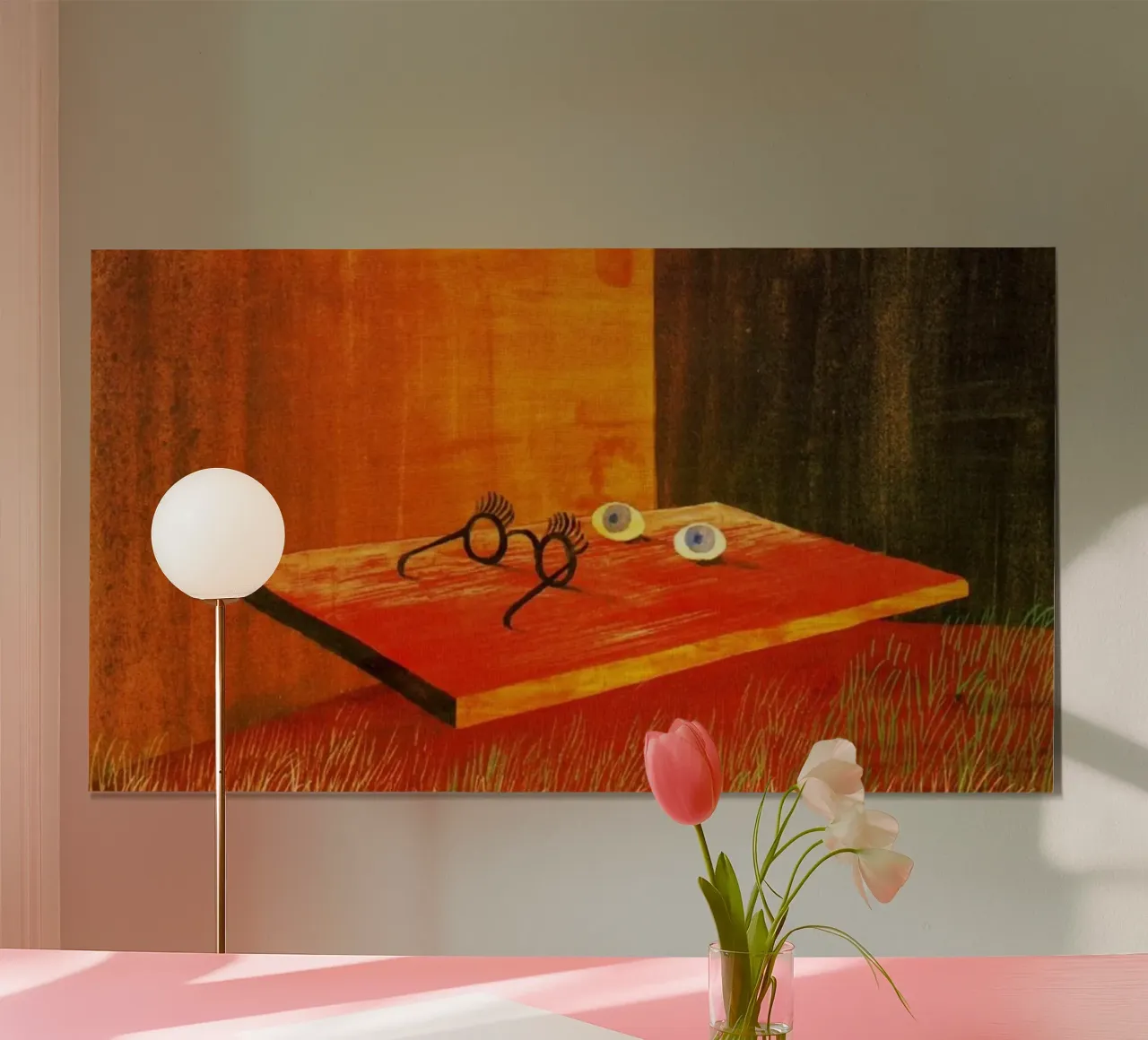 Remedios Varo Les yeux sur la table poster avec cadre en bois de Kunze Gallery