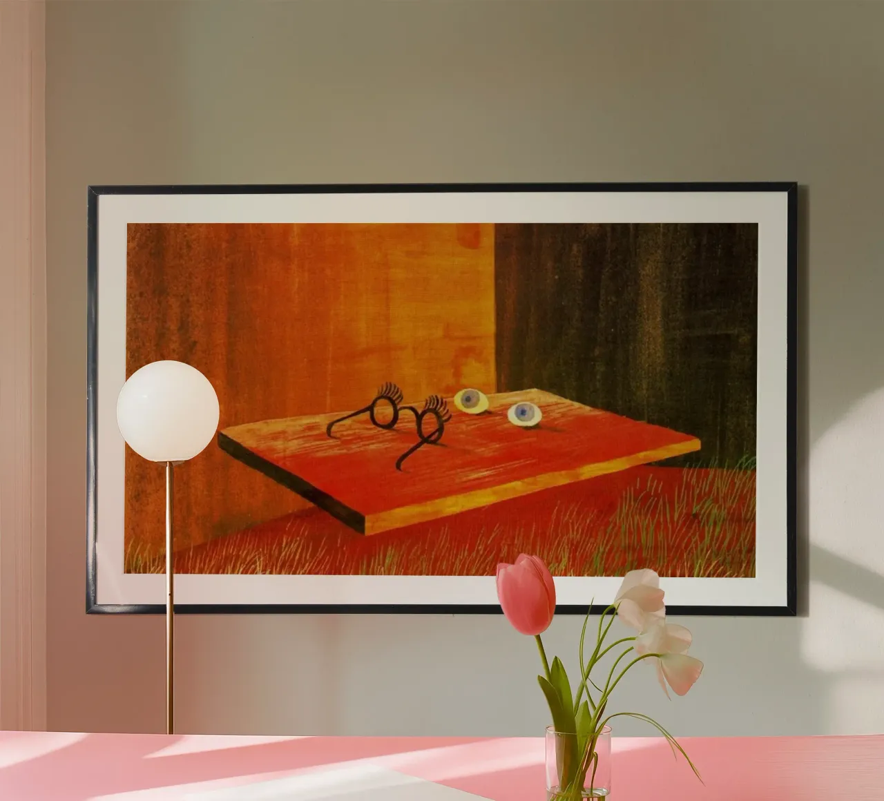 Remedios Varo Les yeux sur la table poster avec cadre en bois de Kunze Gallery
