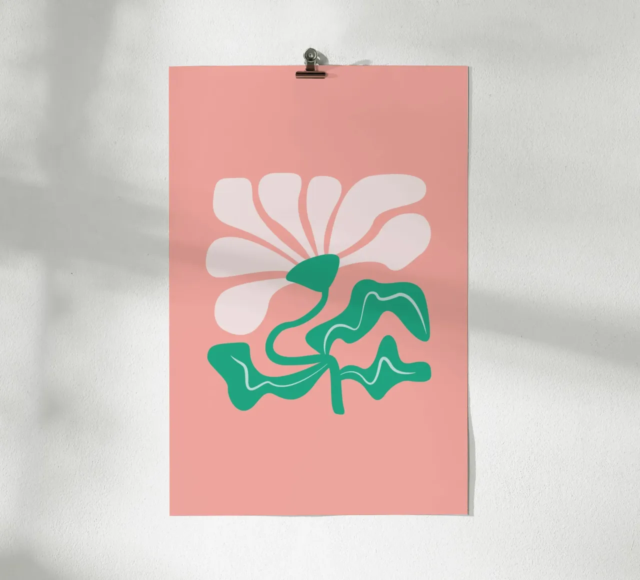 Bold Curvy Flower apricot poster con telaio in legno da karenmenzenbach
