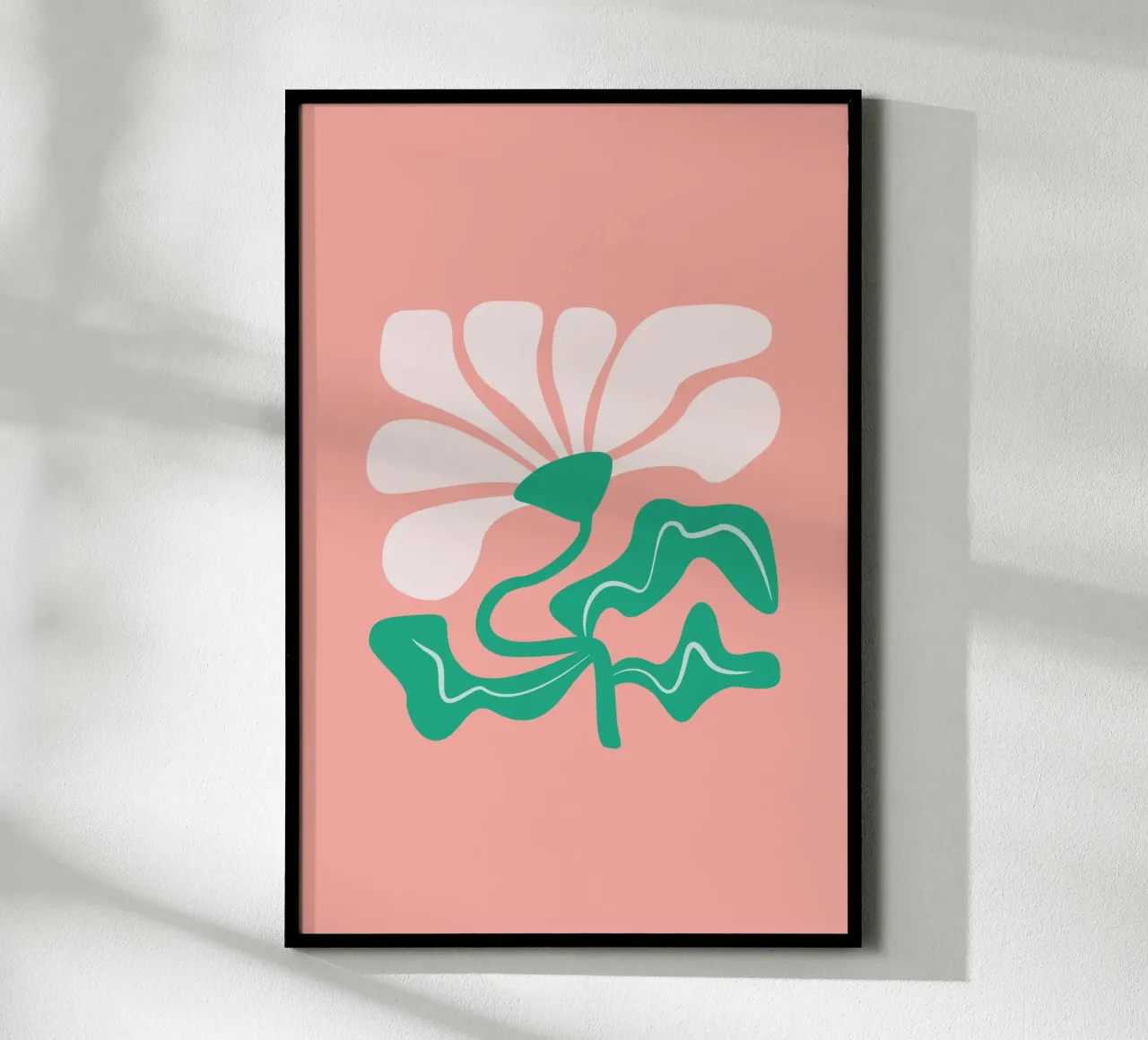 Bold Curvy Flower apricot poster con telaio in legno da karenmenzenbach