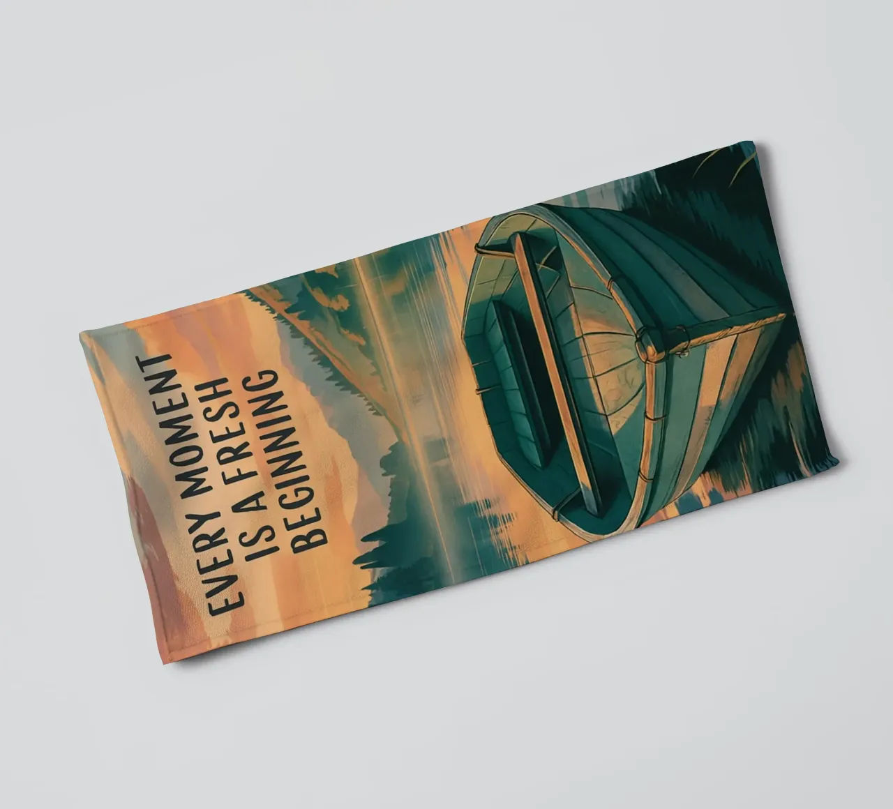 Serenità all'alba: Un nuovo inizio sul lago - Ispirazione asciugamano da bagno da inspirational quote