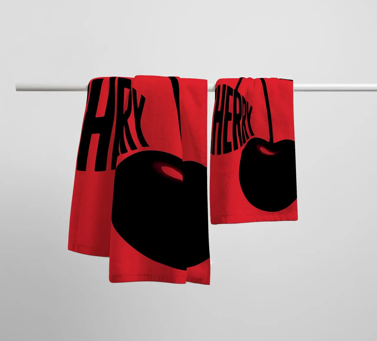 Retro Cherry Typography Art Print towel by inspirational quote