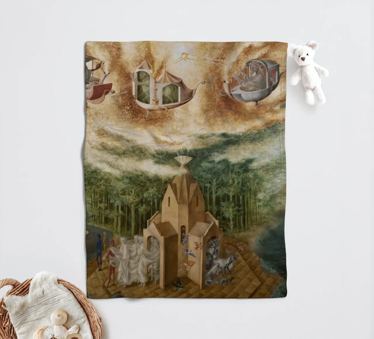 Remedios Varo Microcosmo (o determinismo) coperta in pile da Kunze Gallery