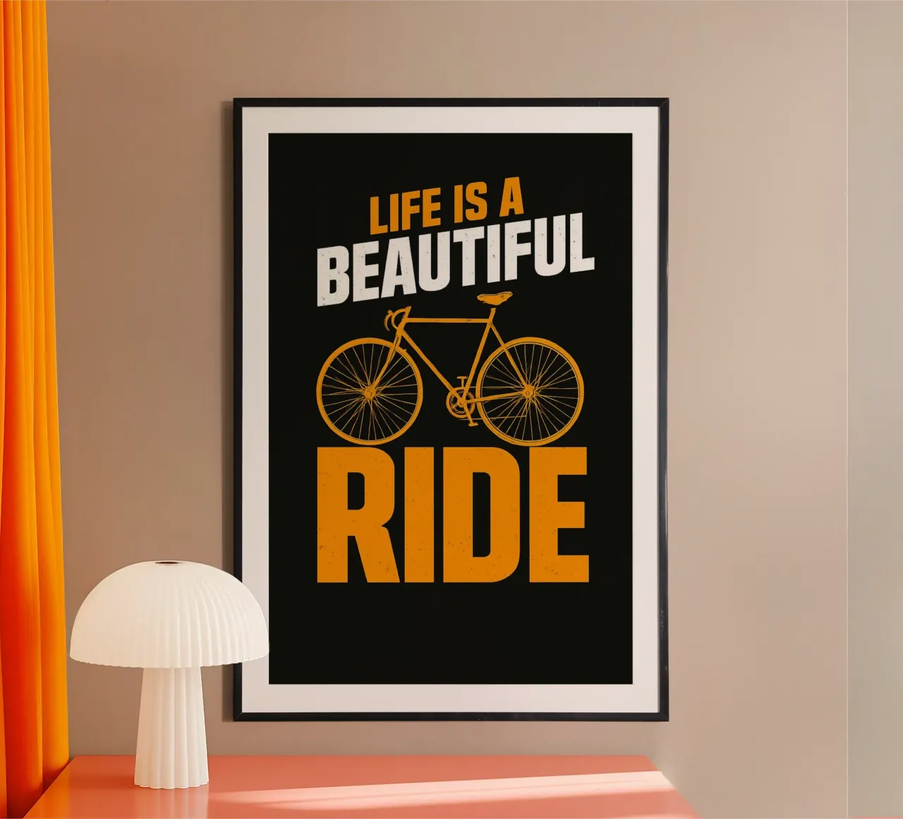 Het leven is een mooie rit Vintage fietsgrafiek poster van inspirational quote