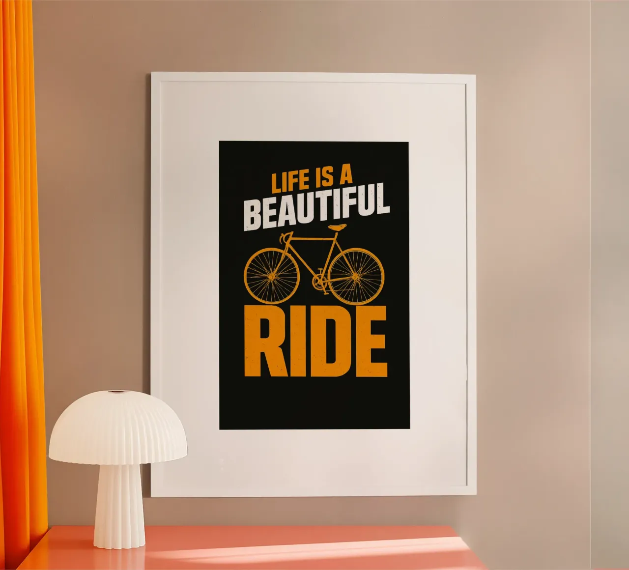 Het leven is een mooie rit Vintage fietsgrafiek poster van inspirational quote