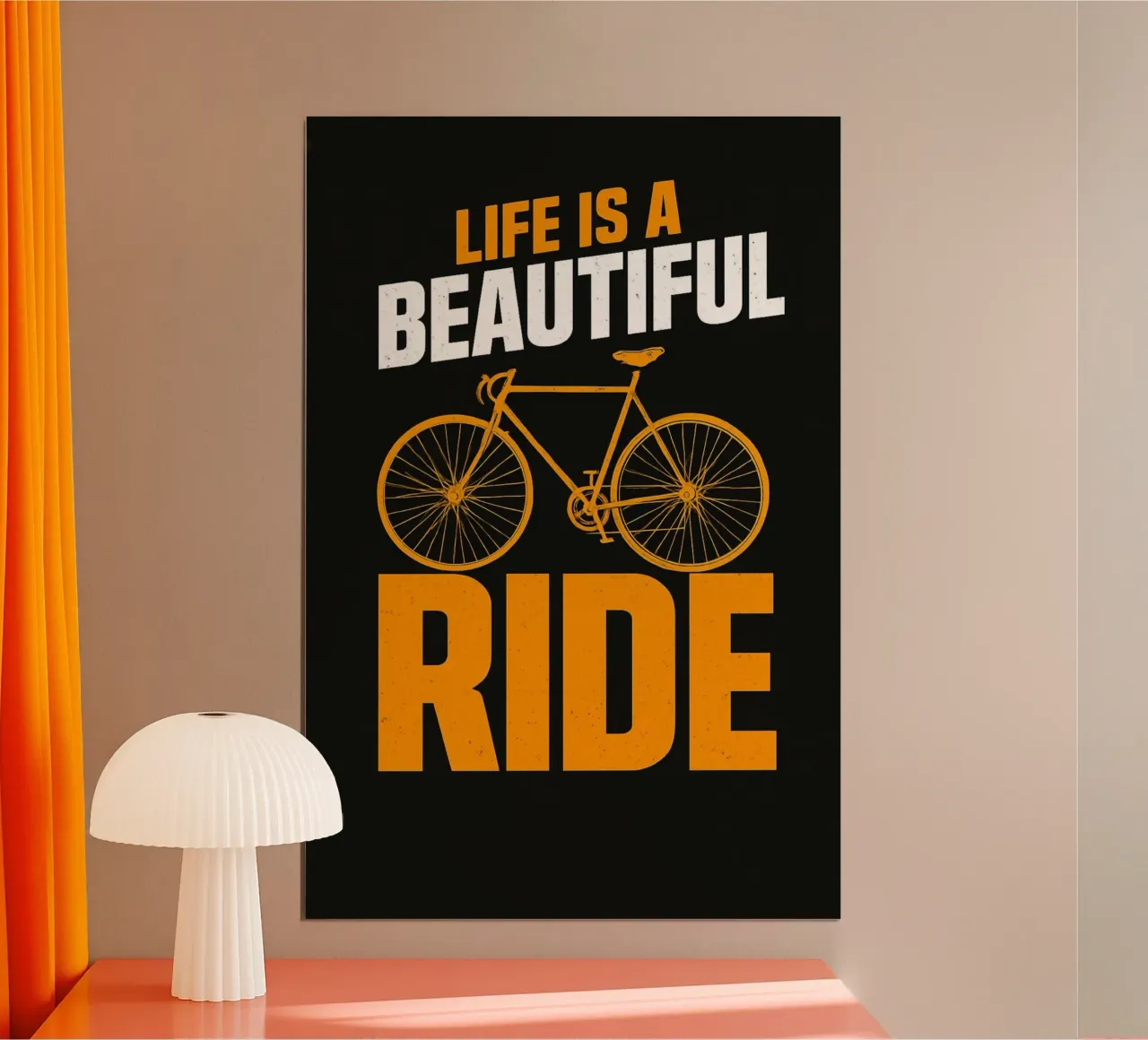 Het leven is een mooie rit Vintage fietsgrafiek poster van inspirational quote
