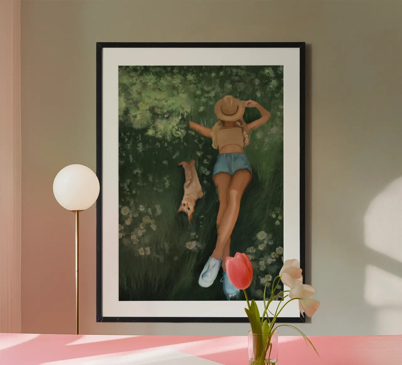Zampe e petali poster con telaio in alluminio da Verse