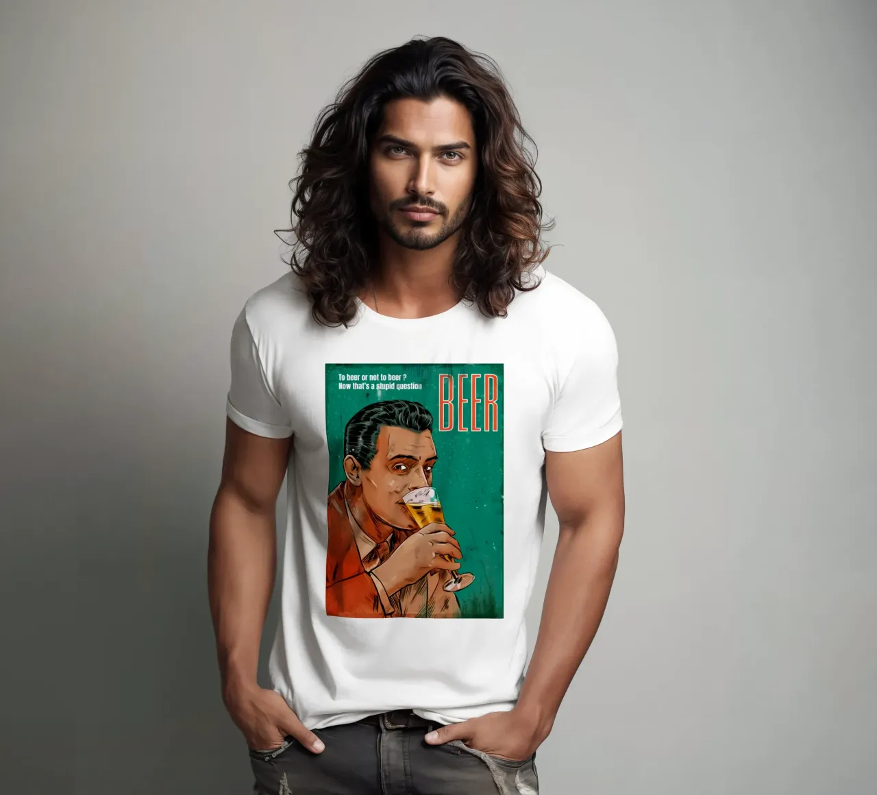 Un uomo rappresenta un ritratto di birra t-shirt da Jodie Art