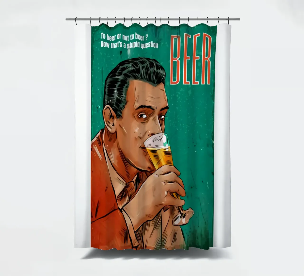 A Man Represent A Beer Portrait shower curtain by Jodie Art