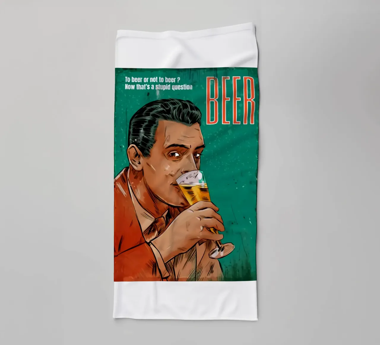 Un uomo rappresenta un ritratto di birra asciugamano da bagno da Jodie Art