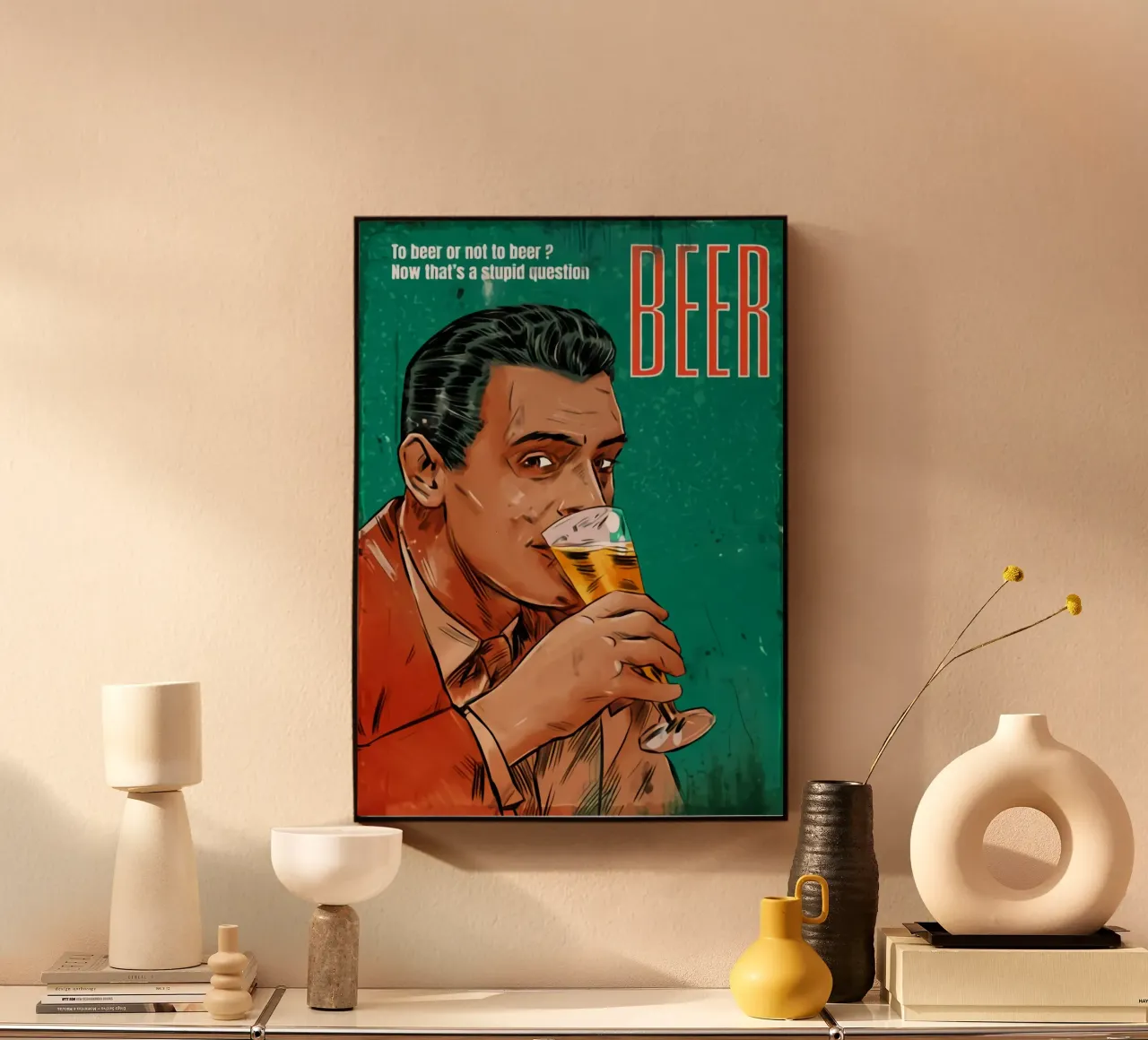 Un uomo rappresenta un ritratto di birra alluminio dibond da Jodie Art
