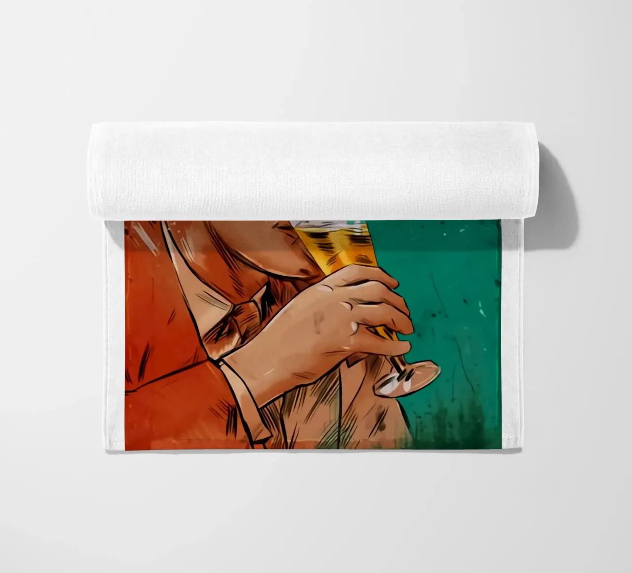 Un uomo rappresenta un ritratto di birra telo mare da Jodie Art