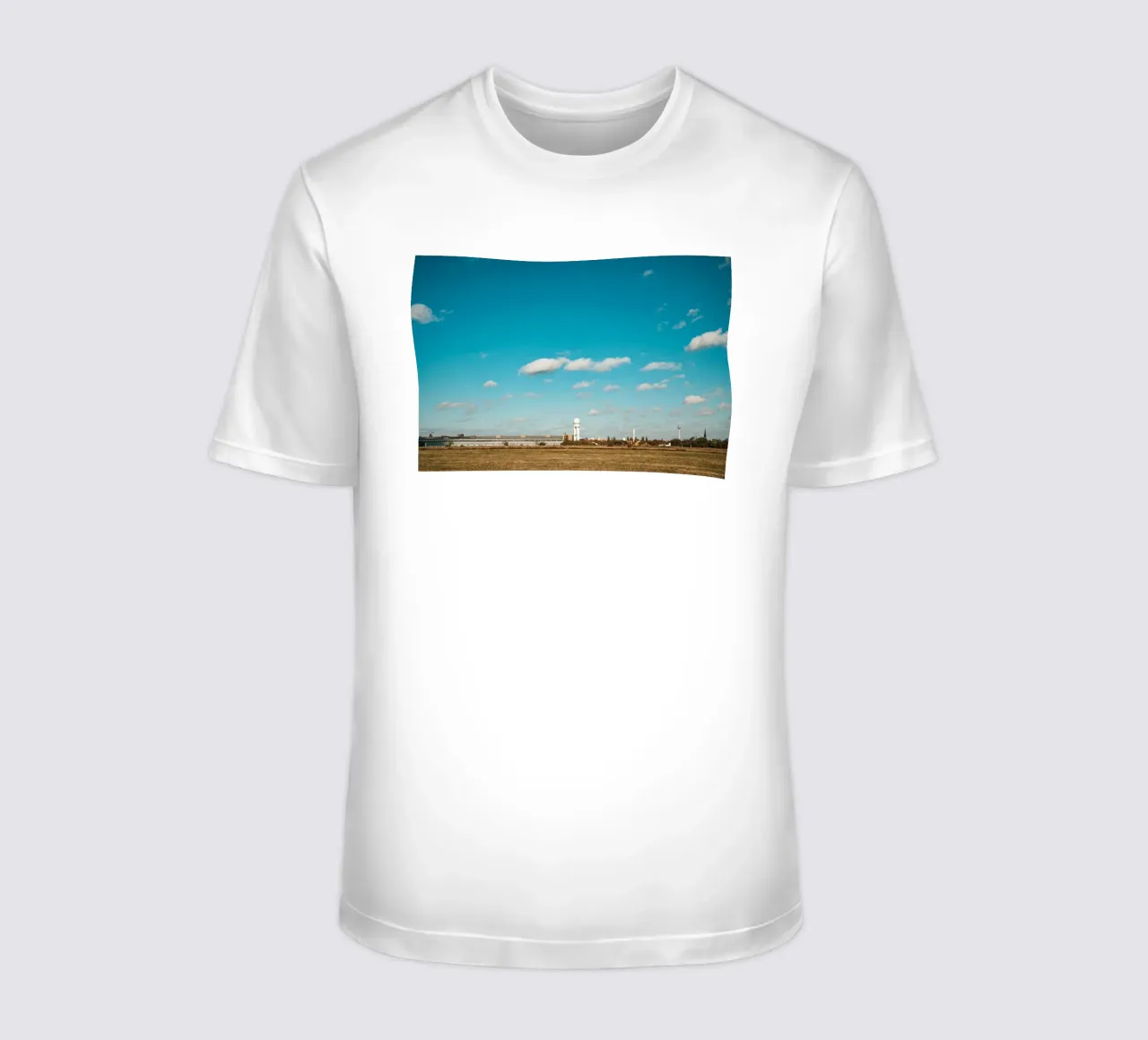 Tempelhofer Feld in Berlin with television tower in the background t-shirt by Bold and Retro