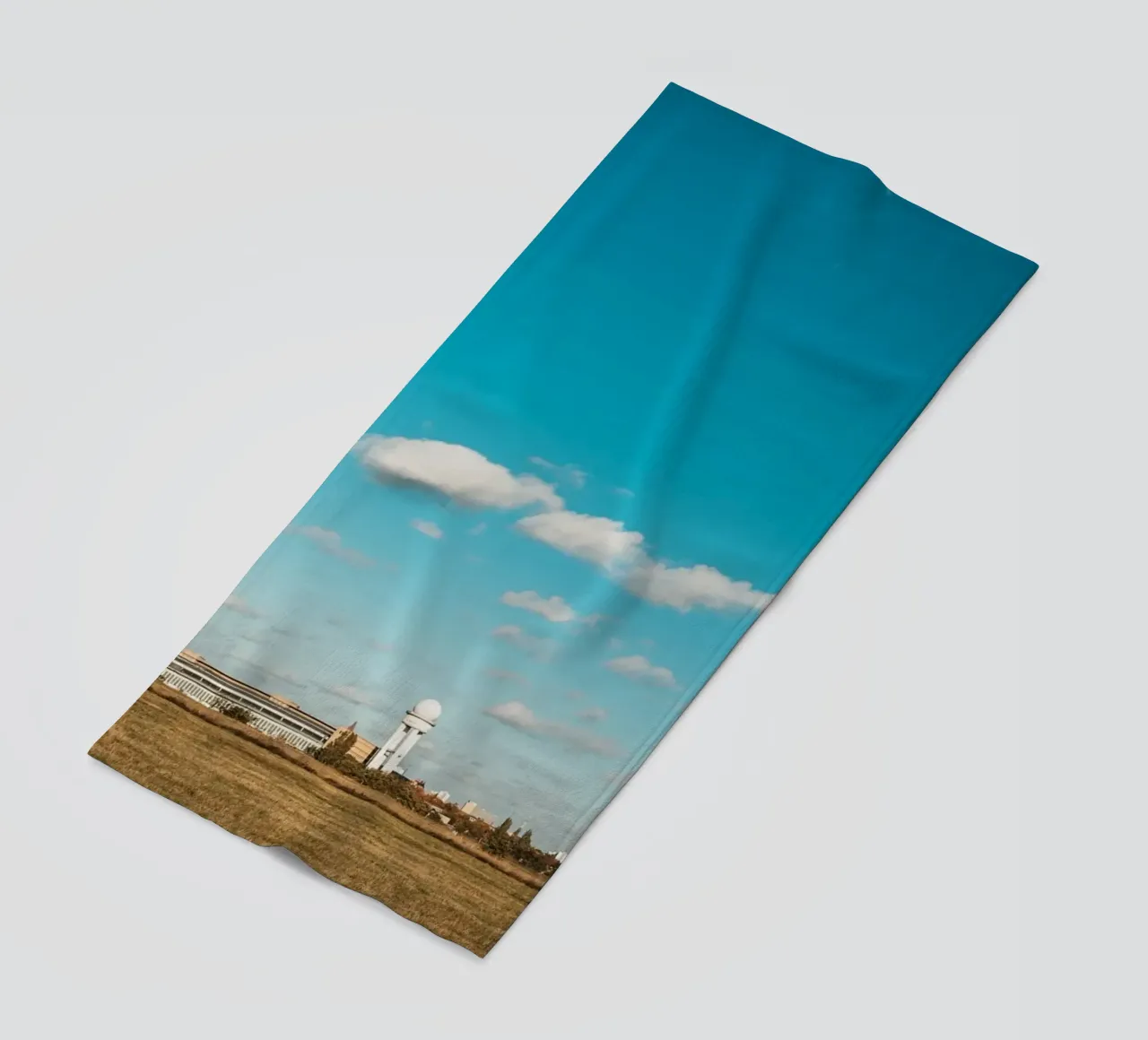 Tempelhofer Feld in Berlin with television tower in the background beach towel by Bold and Retro