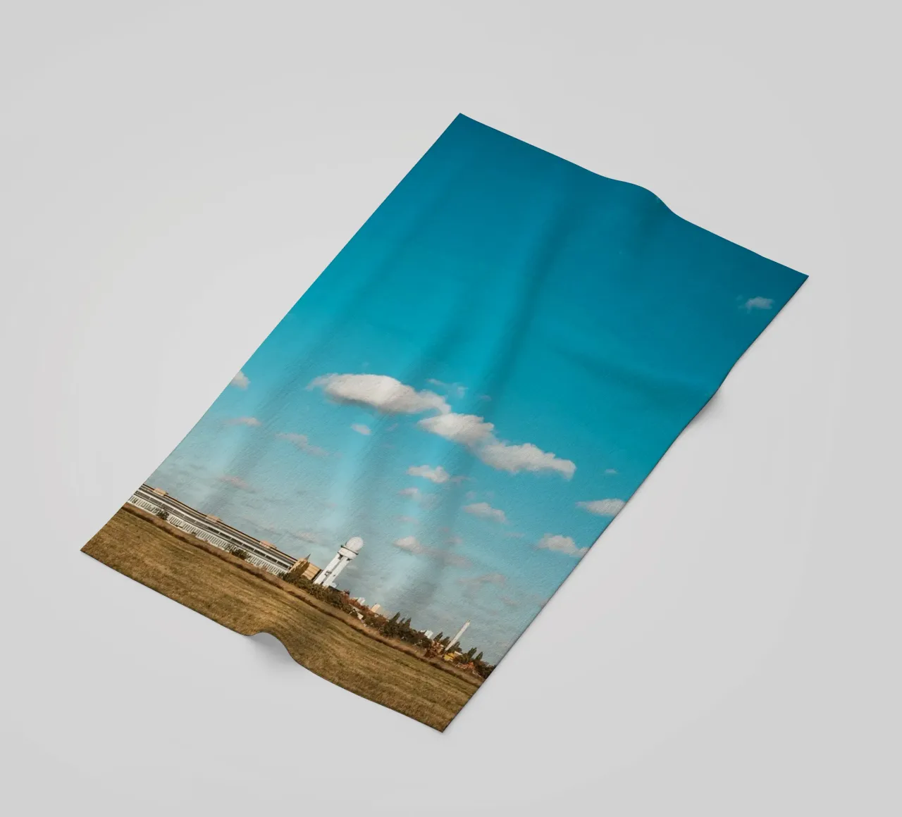 Tempelhofer Feld in Berlin with television tower in the background beach towel by Bold and Retro