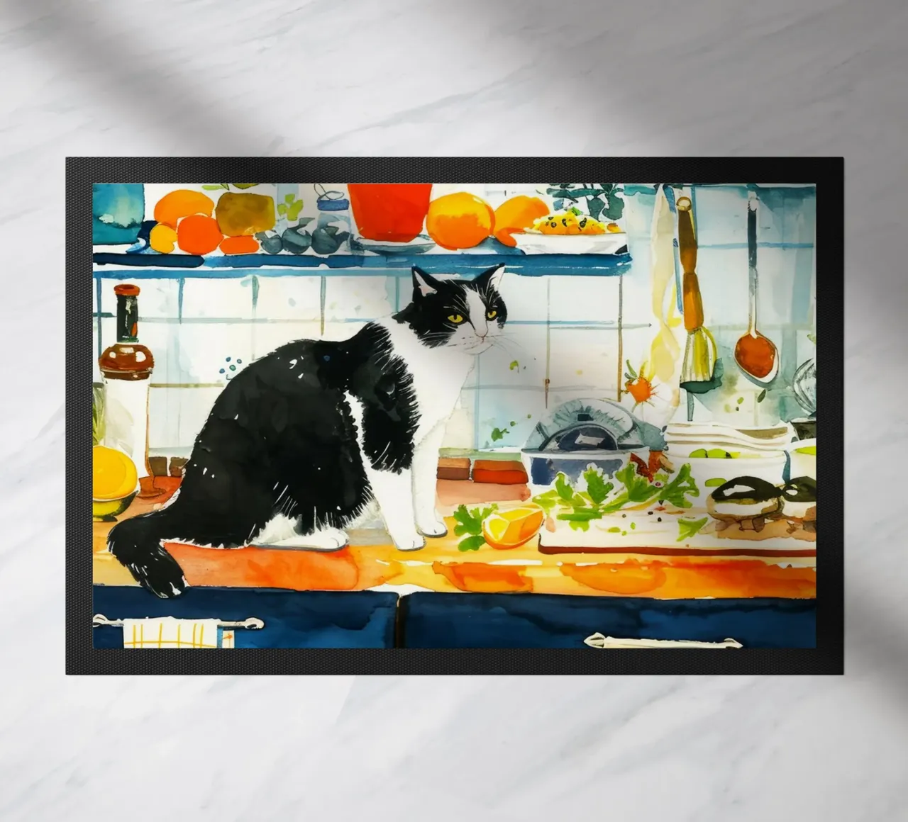 Gatto in cucina zerbino da Justyna Jaszke JBJart