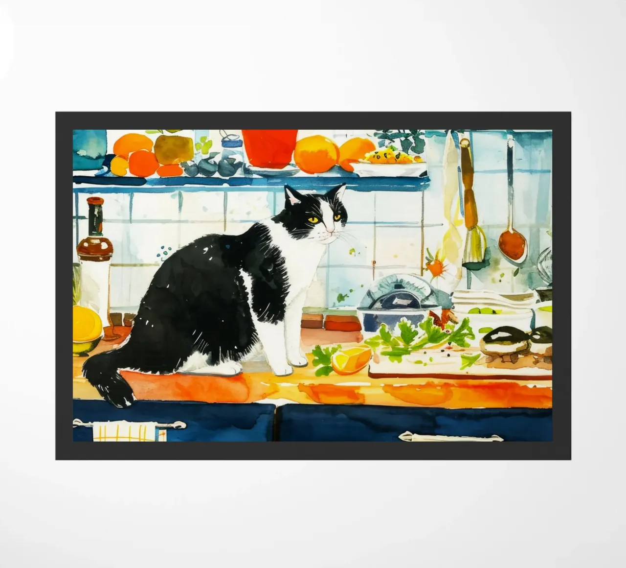 Gatto in cucina zerbino da Justyna Jaszke JBJart