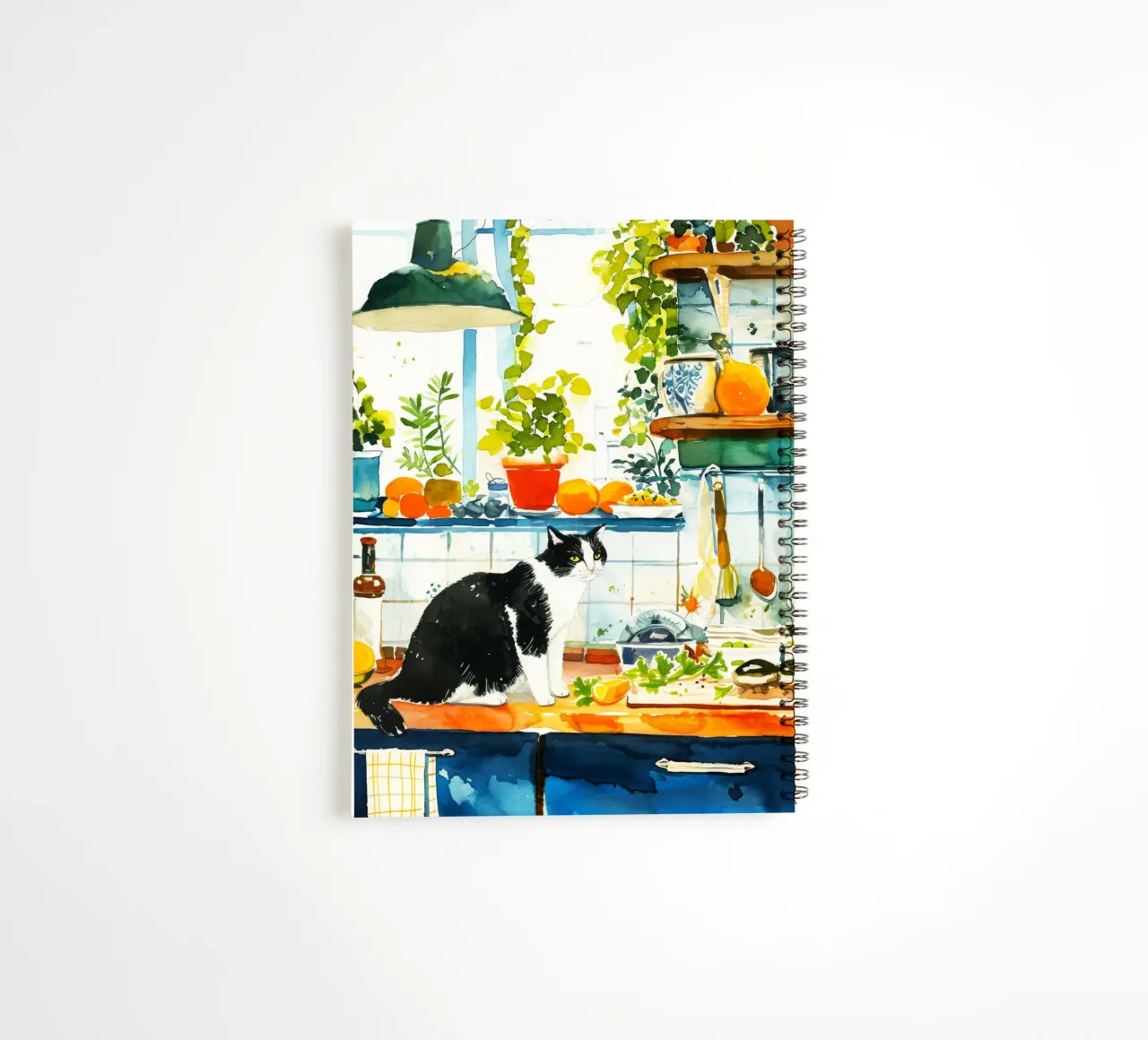 Cat in the kitchen spiral notebook by Justyna Jaszke JBJart