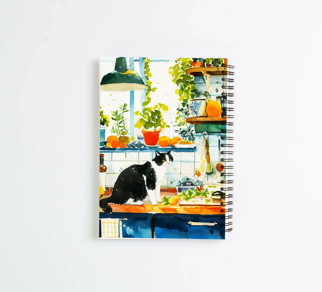 Cat in the kitchen spiral notebook by Justyna Jaszke JBJart
