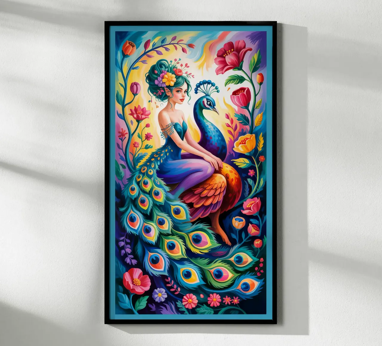 Flower Women Beauty poster con telaio in alluminio da Jeff Studio