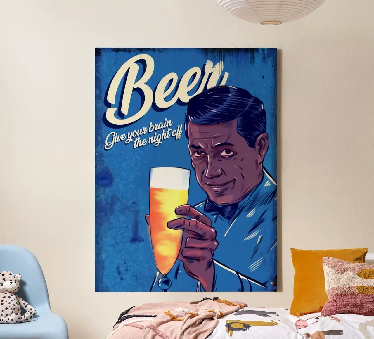 La migliore serata con una birra tela con Cornice a cassetta da Jodie Art