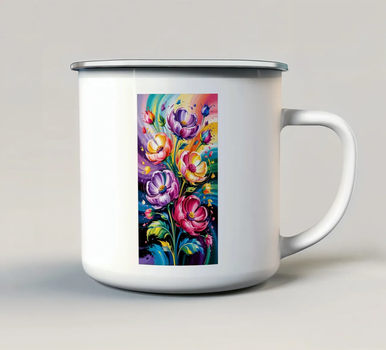 Flower Painting Colorful tazza in smalto da Jeff Studio