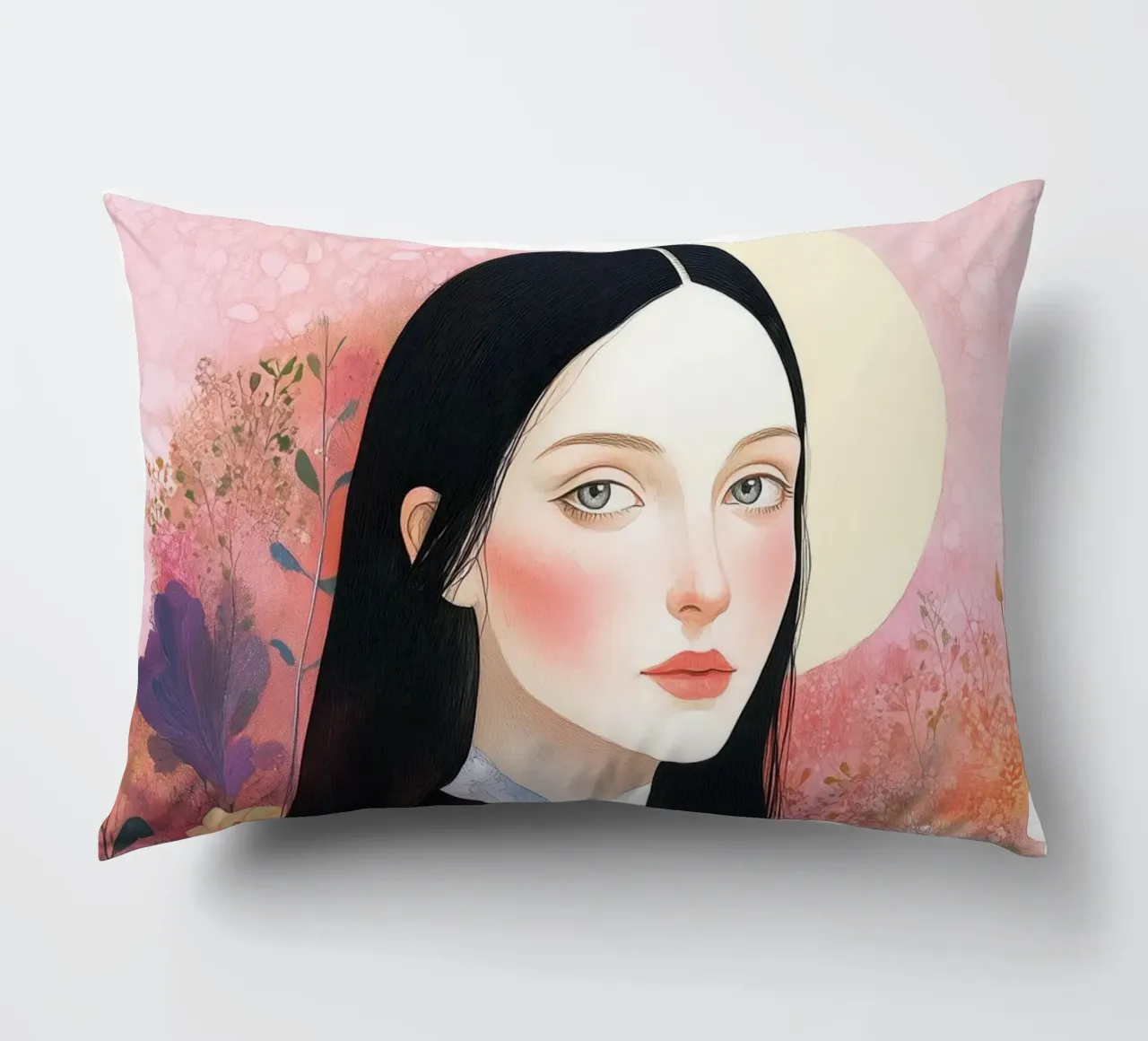Mona portrait decorative cushion by Justyna Jaszke JBJart