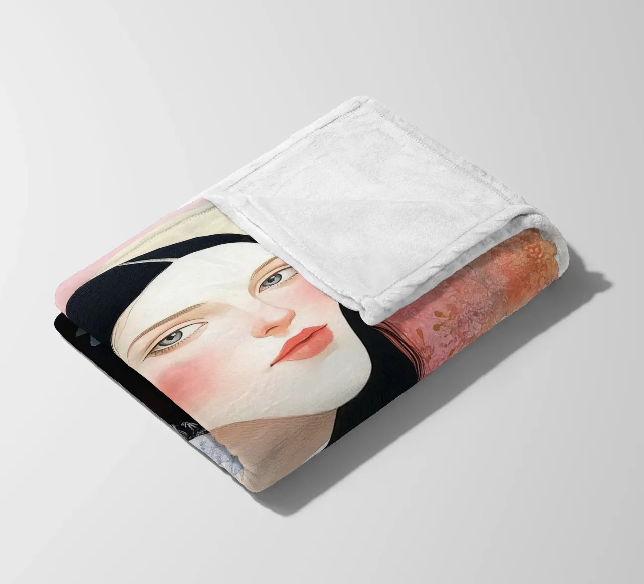 Mona portrait fleece blanket by Justyna Jaszke JBJart