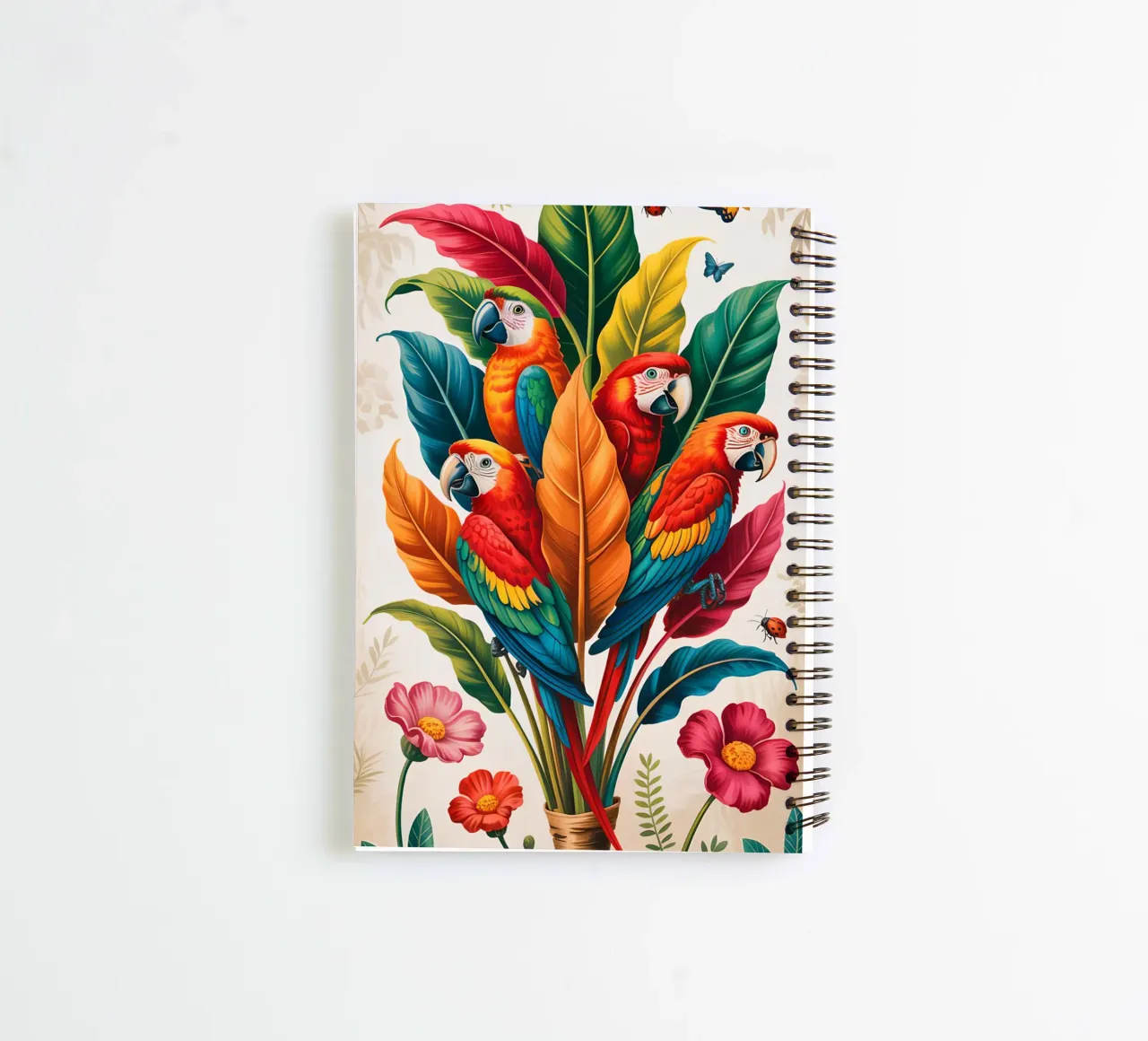 Flower With Parrot spiral notebook by Jeff Studio